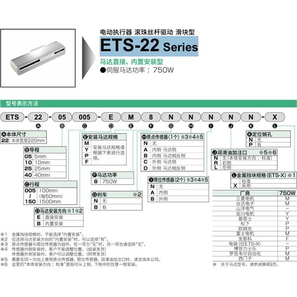 CKD喜開理電動執(zhí)行器（無馬達型）滑塊型ETS-22-10005-EM8NNNNN