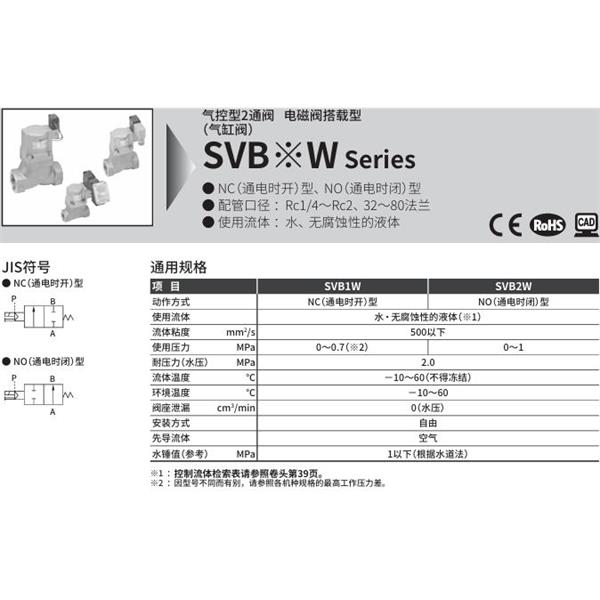 CKD喜開理氣控型2通閥（氣缸閥）SVB1W-80A-02CS-AC100V