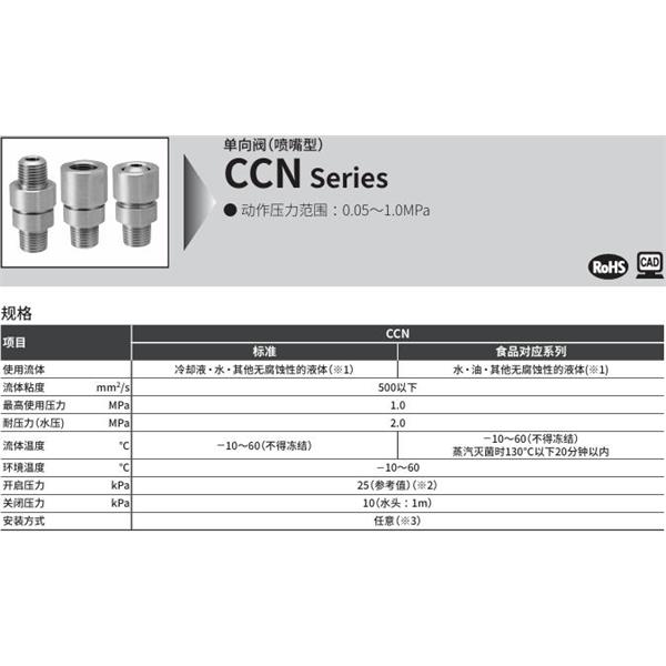 CKD喜開(kāi)理單向閥（噴嘴型）CCN-10H-5
