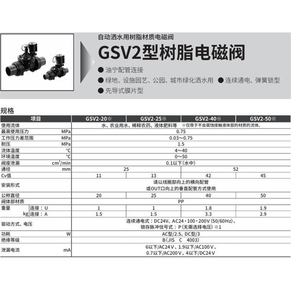 CKD喜開理自動灑水用樹脂制電磁閥GSV2-20-AC24V