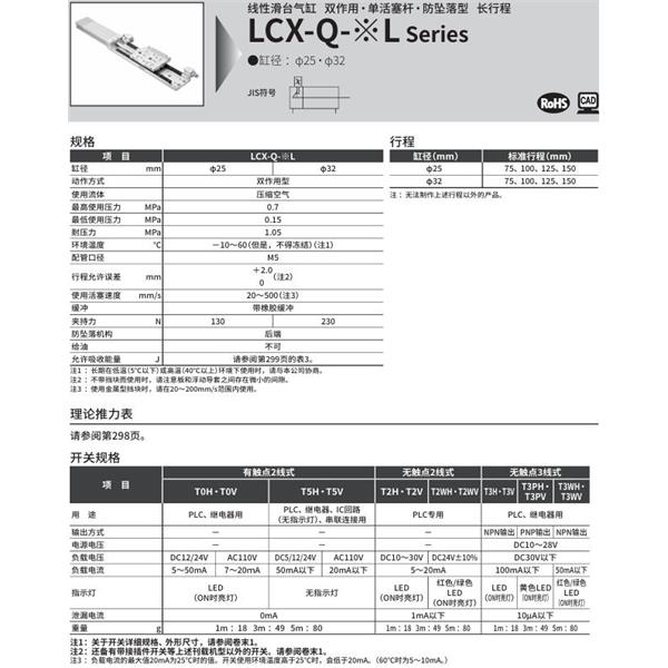 CKD喜開理線性滑臺氣缸LCX-Q-25L-150-S5