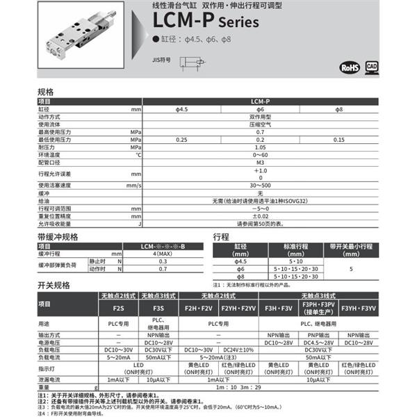 CKD喜開理線性滑臺氣缸LCM-P-8-20-L-J2