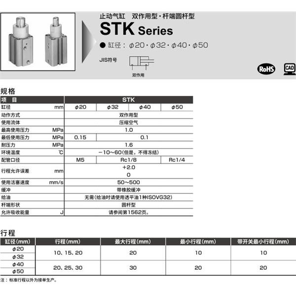 CKD喜開理止動氣缸STK-JY1-40-30-T0H-R-N11