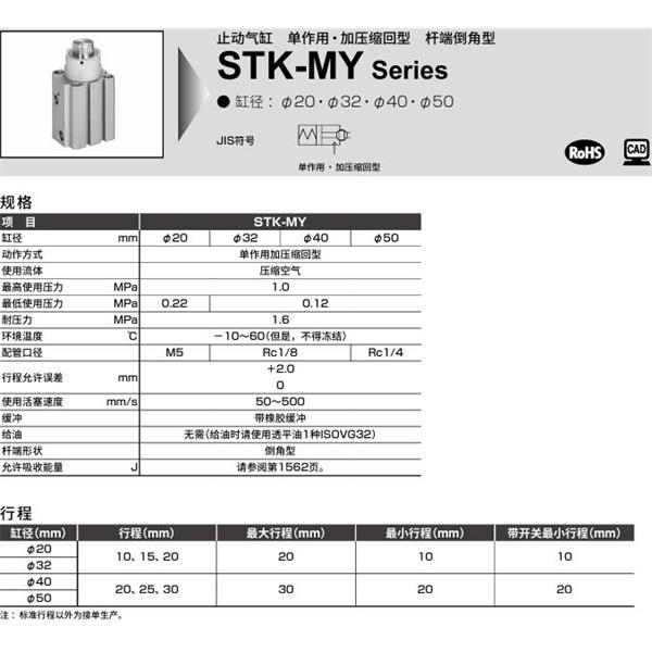 CKD喜開理止動氣缸STK-JY1-40-30-T0H-R-N11