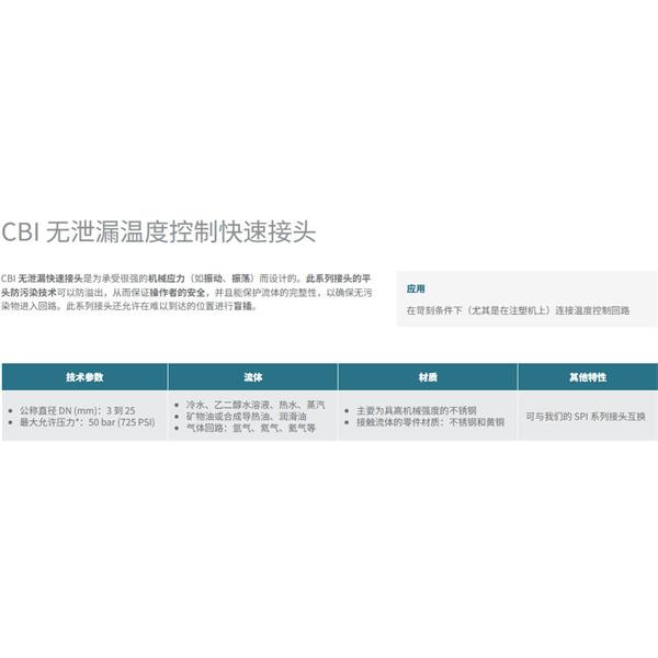 瑞士STAUBLI史陶比爾無(wú)泄漏溫度控制快速接頭CBI 06.7252/IA