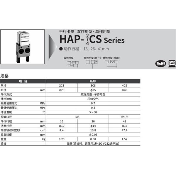 CKD喜開(kāi)理平行卡爪HAP-3CS-Y1