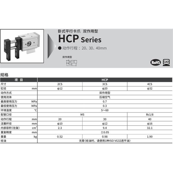 CKD喜開理臥式平行卡爪HCP-4CS-Y2