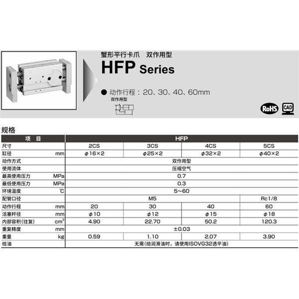CKD喜開理寬幅平行卡爪HFP-2CS-T2H-R