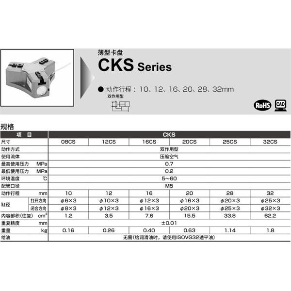 CKD喜開(kāi)理薄型卡盤(pán)CKS-F-32CS-Y1