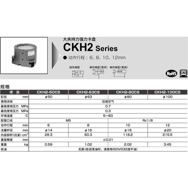 CKD喜開(kāi)理中空卡盤CKH2-80CS-C