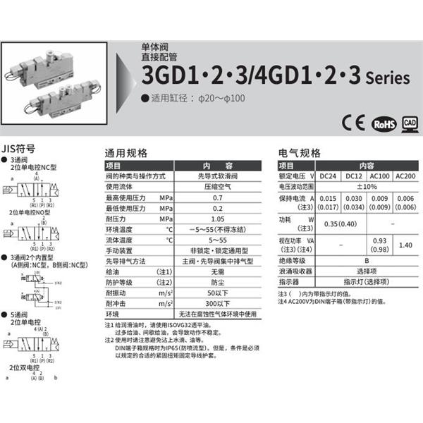 CKD喜開理先導(dǎo)式3通閥4GD330R-C10-E2-1