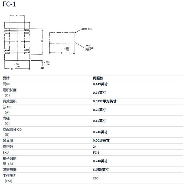 美國MW Components電鍍型伺服波紋管FC-3