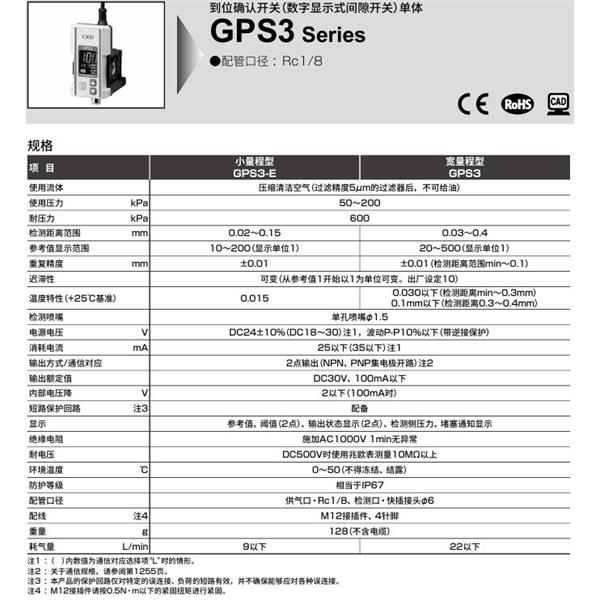 CKD喜開理數(shù)字顯示式間隙開關(guān)MGPS3-2EN-TJB-KA